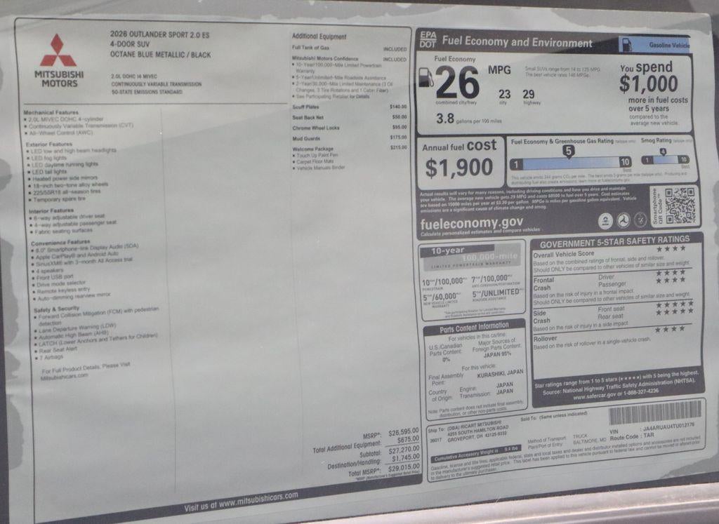 2026 Mitsubishi Outlander Sport ES