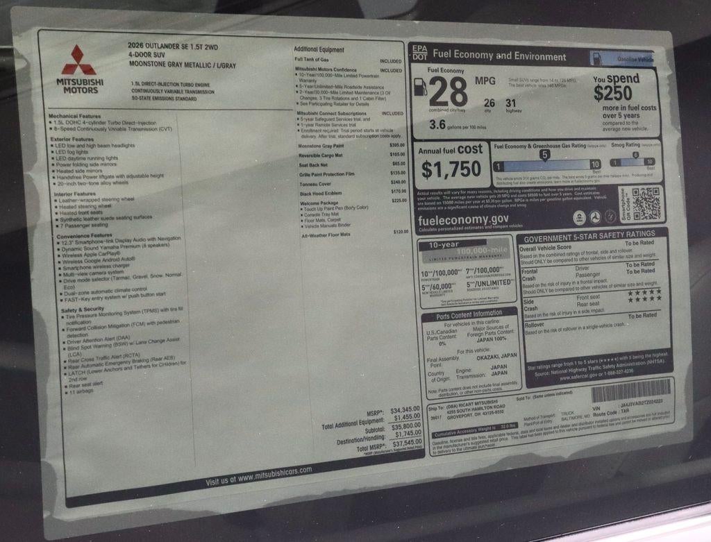 2026 Mitsubishi Outlander SE