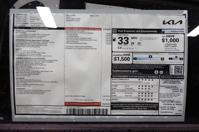 2026 Kia K4 LXS