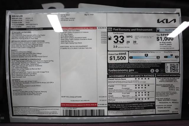 2026 Kia K4 LXS