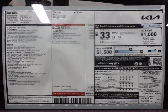 2026 Kia K4 LXS
