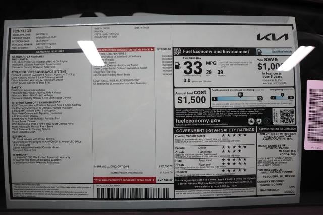 2026 Kia K4 LXS