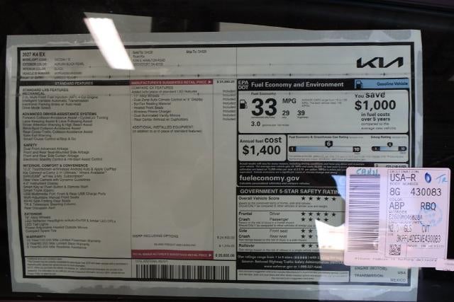 2027 Kia K4 EX