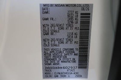 2027 Nissan Frontier SV
