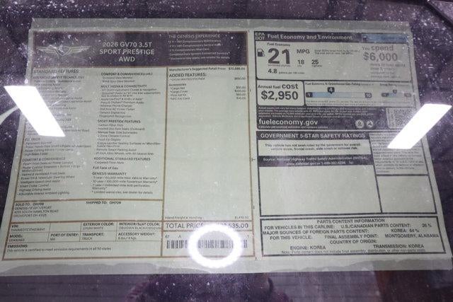 2026 Genesis GV70 3.5T SPORT PRESTIGE AWD