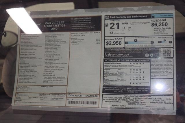 2026 Genesis GV70 3.5T SPORT PRESTIGE AWD