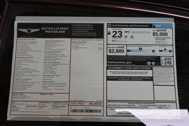 2027 Genesis G70 2.5T Sport Prestige