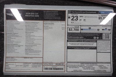 2026 Genesis G70 2.5T PRESTIGE AWD