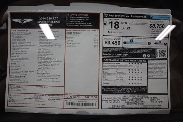 2026 Genesis G80 3.5T Sport Prestige