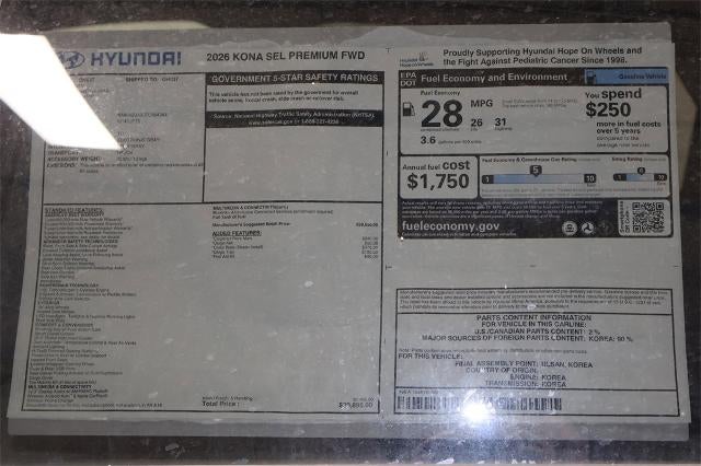 2026 Hyundai KONA SEL Premium FWD *Ltd Avail*