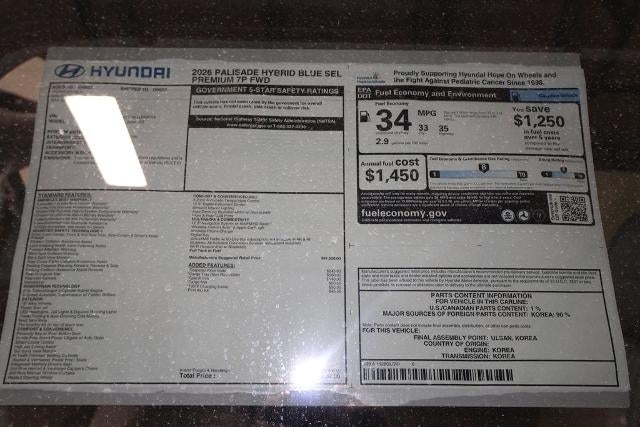 2026 Hyundai Palisade Hybrid Blue SEL Premium 7P FWD