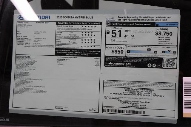 2026 Hyundai SONATA Hybrid Blue FWD