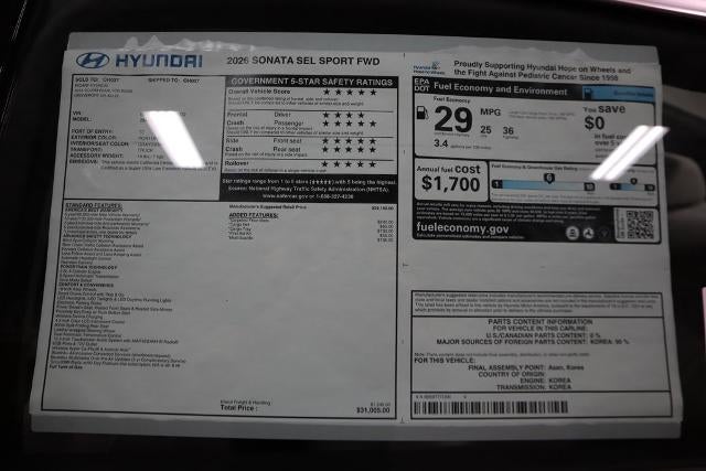 2026 Hyundai SONATA SEL Sport FWD