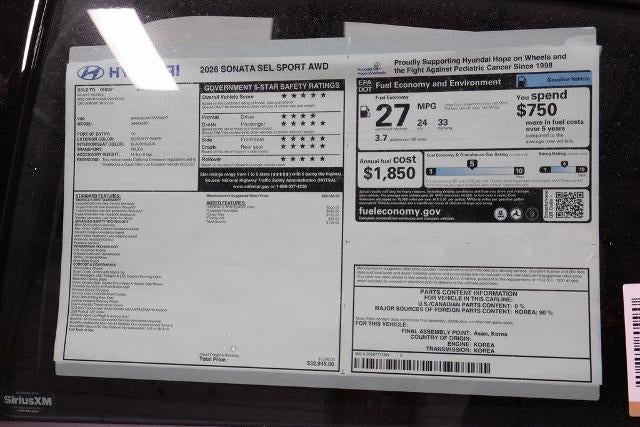 2026 Hyundai SONATA SEL Sport AWD