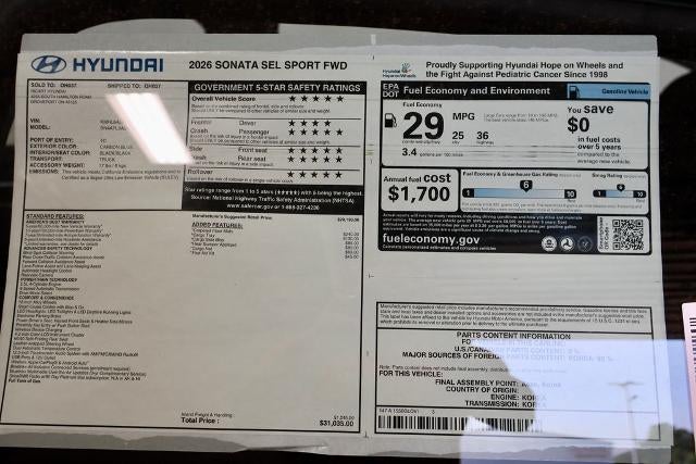 2026 Hyundai SONATA SEL Sport FWD