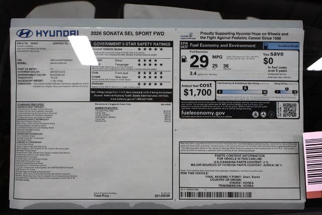 2026 Hyundai SONATA SEL Sport FWD