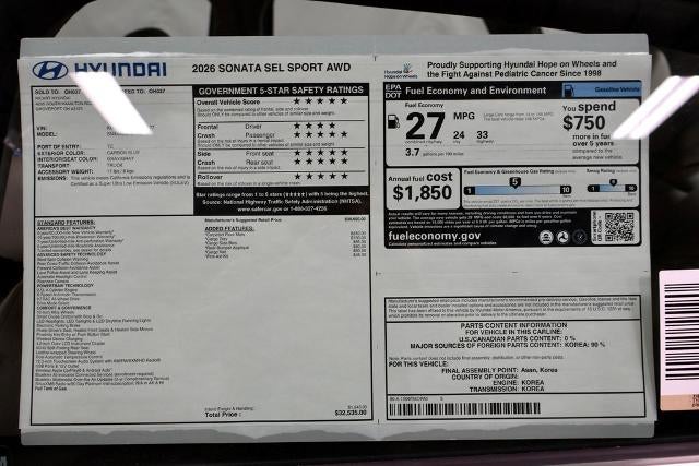 2026 Hyundai SONATA SEL Sport AWD