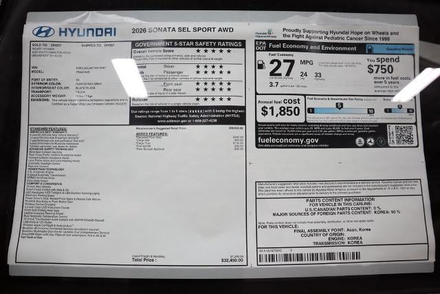 2026 Hyundai SONATA SEL Sport AWD