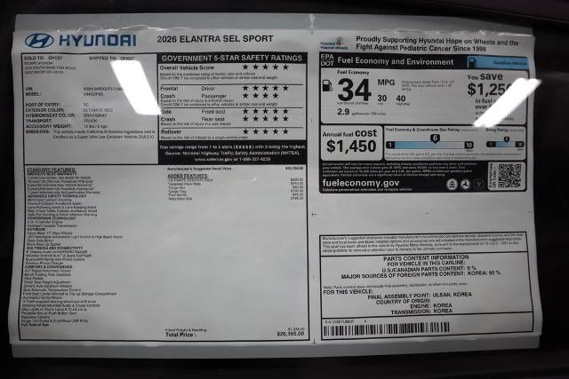 2026 Hyundai ELANTRA SEL Sport IVT