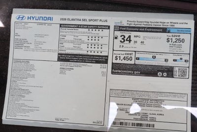 2026 Hyundai ELANTRA SEL Sport Plus Sedan