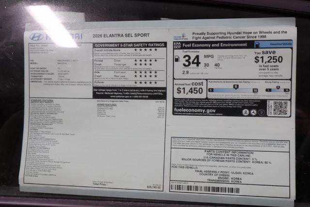 2026 Hyundai ELANTRA SEL Sport IVT
