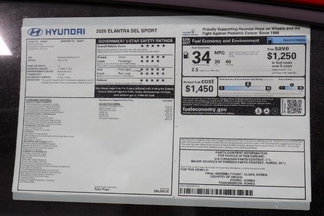 2026 Hyundai ELANTRA SEL Sport IVT