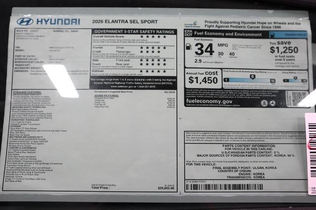 2026 Hyundai ELANTRA SEL Sport IVT