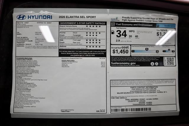 2026 Hyundai ELANTRA SEL Sport IVT