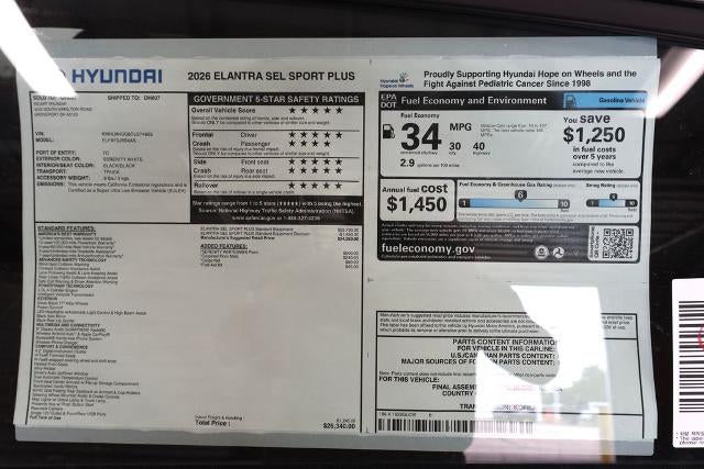 2026 Hyundai ELANTRA SEL Sport Plus Sedan