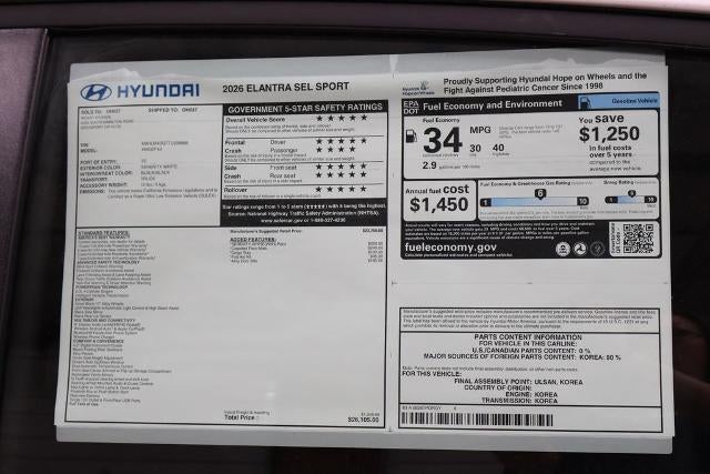 2026 Hyundai ELANTRA SEL Sport IVT