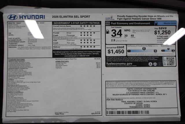 2026 Hyundai ELANTRA SEL Sport IVT