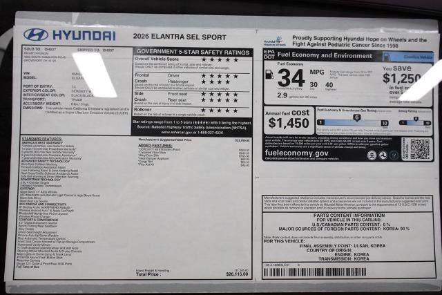 2026 Hyundai ELANTRA SEL Sport IVT