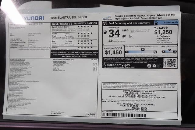 2026 Hyundai ELANTRA SEL Sport IVT