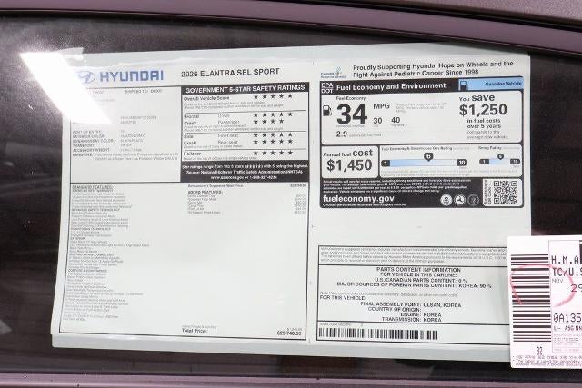 2026 Hyundai ELANTRA SEL Sport IVT
