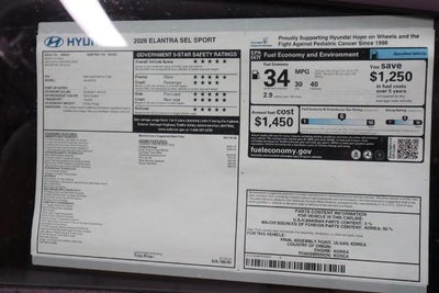 2026 Hyundai ELANTRA SEL Sport IVT