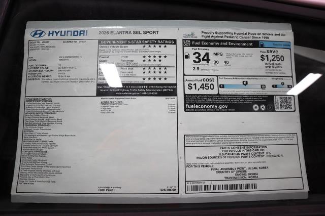 2026 Hyundai ELANTRA SEL Sport IVT