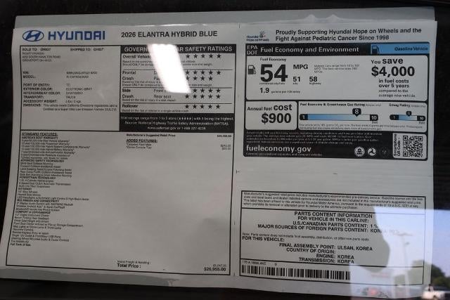 2026 Hyundai ELANTRA Hybrid Blue Sedan