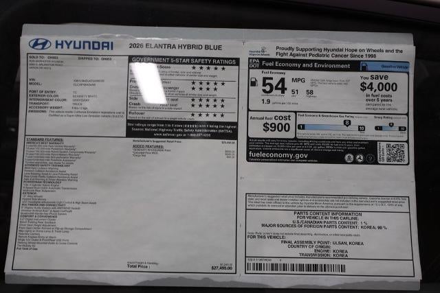 2026 Hyundai ELANTRA Hybrid Blue Sedan