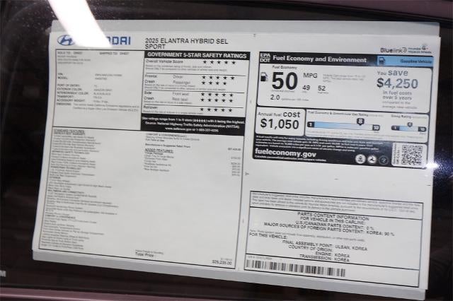 2025 Hyundai ELANTRA Hybrid SEL Sport DCT