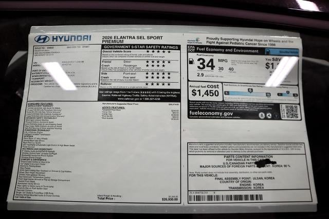 2026 Hyundai ELANTRA SEL Sport Premium IVT