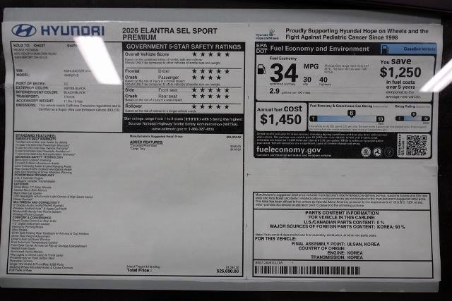 2026 Hyundai ELANTRA SEL Sport Premium IVT