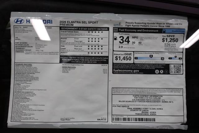 2026 Hyundai ELANTRA SEL Sport Premium IVT