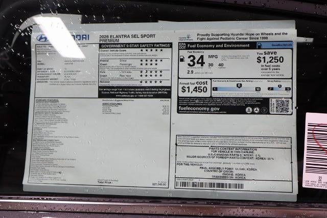 2026 Hyundai ELANTRA SEL Sport Premium IVT