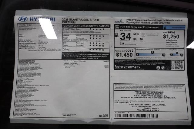 2026 Hyundai ELANTRA SEL Sport Premium IVT