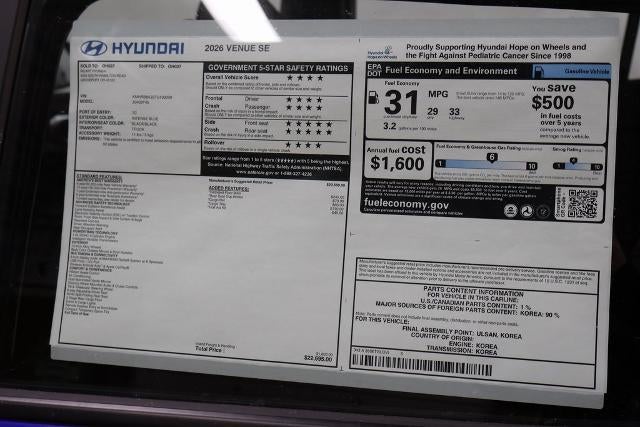 2026 Hyundai VENUE SE FWD