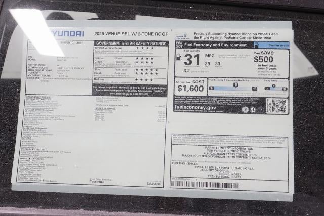 2026 Hyundai VENUE SEL FWD w/Two-Tone Roof