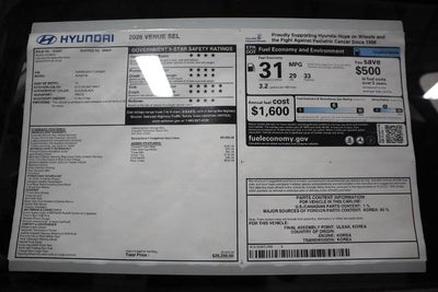 2026 Hyundai VENUE SEL FWD w/Two-Tone Roof