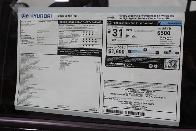 2026 Hyundai VENUE SEL FWD w/Two-Tone Roof