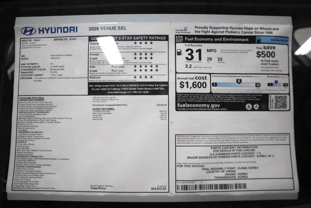 2026 Hyundai VENUE SEL FWD