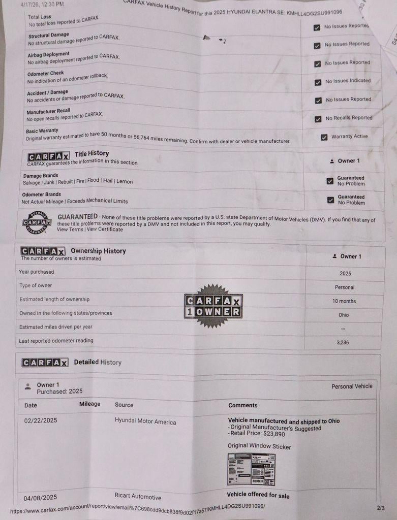 2025 Hyundai ELANTRA SE